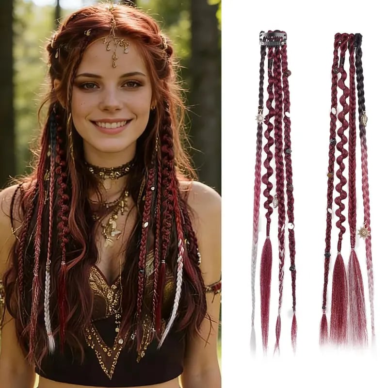 🌿🎨 Boho Beaded Clip-In Braids – Effortless Festival & Everyday Hair Transformation