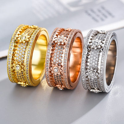 🔥LAST DAY 50% OFF – ⚡925 Sterling Silver Personalized Stress Reducing Rotatable Gear Ring