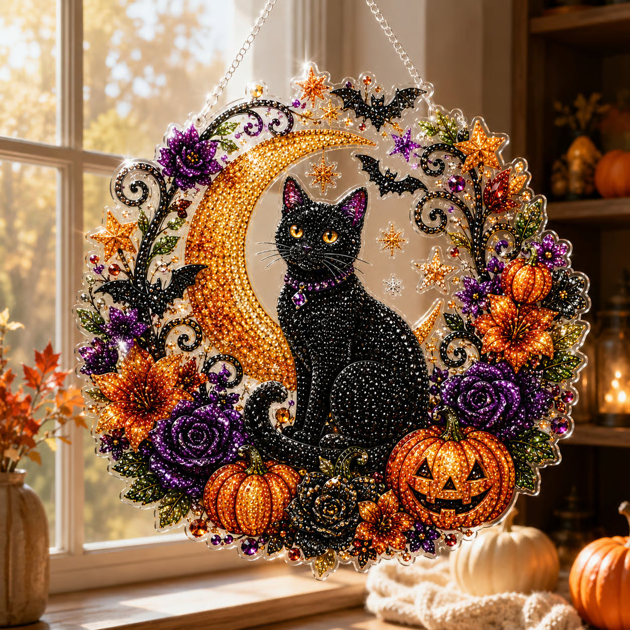 🎃Halloween Witch Friendship Diamond Art Suncatcher Sparkling Window Decor Gift✨
