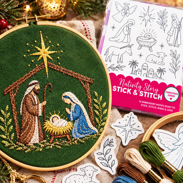 🎄 50% OFF – Christmas Stick & Stitch Embroidery Pattern Pack – 70 Wash-Away Designs on 5 Sheets 🧵✨