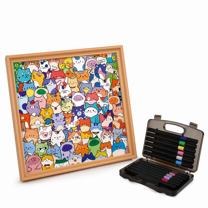 🐱🧩Little Kitties - Wooden Coloring Puzzle🎨🖼️