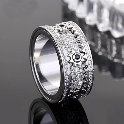 🔥LAST DAY 50% OFF – ⚡925 Sterling Silver Personalized Stress Reducing Rotatable Gear Ring