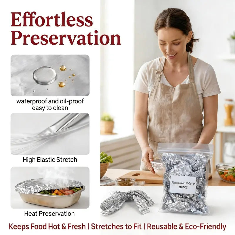 Elastic Aluminum Foil Food Covers - Reusable Bowl & Plate Covers