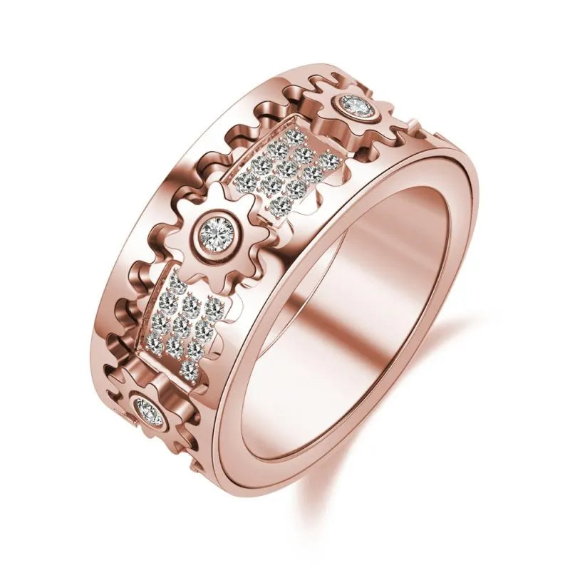🔥LAST DAY 50% OFF – ⚡925 Sterling Silver Personalized Stress Reducing Rotatable Gear Ring