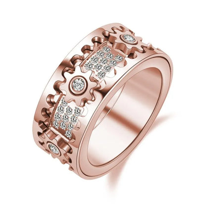 🔥LAST DAY 50% OFF – ⚡925 Sterling Silver Personalized Stress Reducing Rotatable Gear Ring