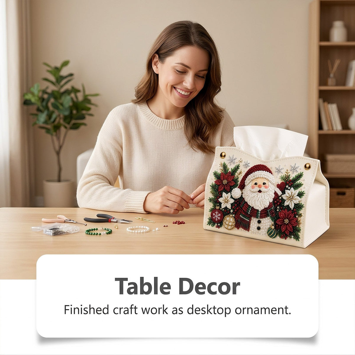 🎄DIY Christmas Diamond Painting Tissue Box, Special Rhinestone Handmade Decor Craft Kit