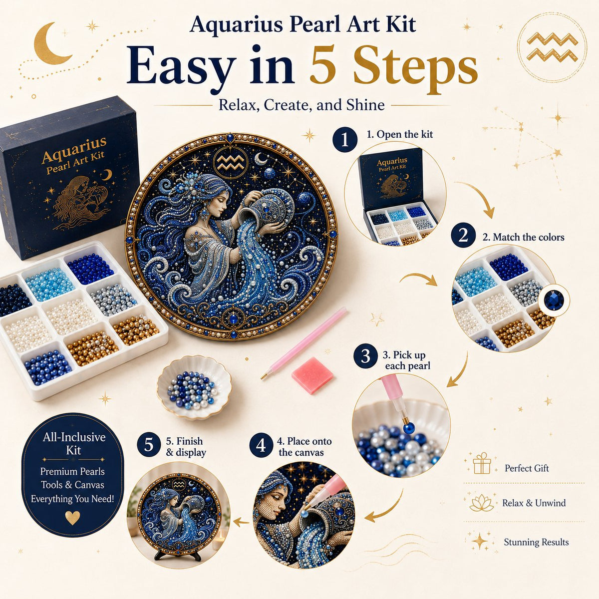 ✨ Create Zodiac Pearl Art with 12 Star Signs Kit ♈