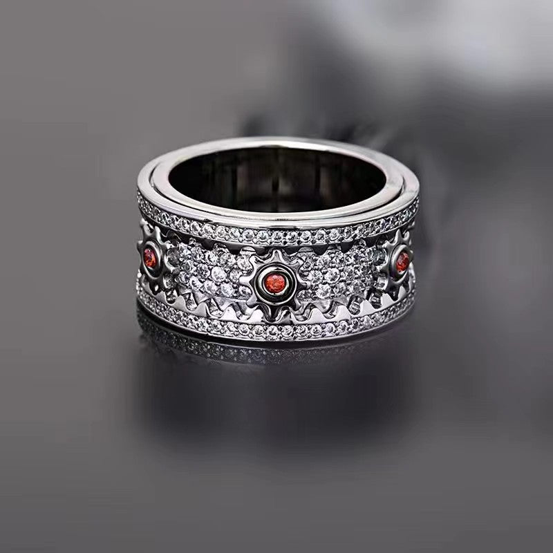 🔥LAST DAY 50% OFF – ⚡925 Sterling Silver Personalized Stress Reducing Rotatable Gear Ring