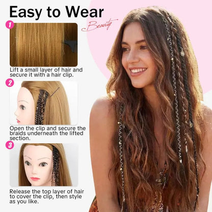 🌿🎨 Boho Beaded Clip-In Braids – Effortless Festival & Everyday Hair Transformation