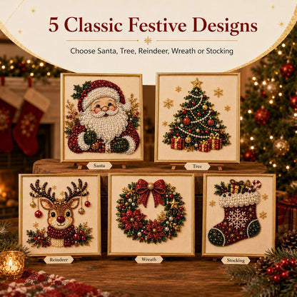🎄DIY Christmas Pearl Diamond Painting Art Kit With Frame Relaxing & Beginner-Friendly
