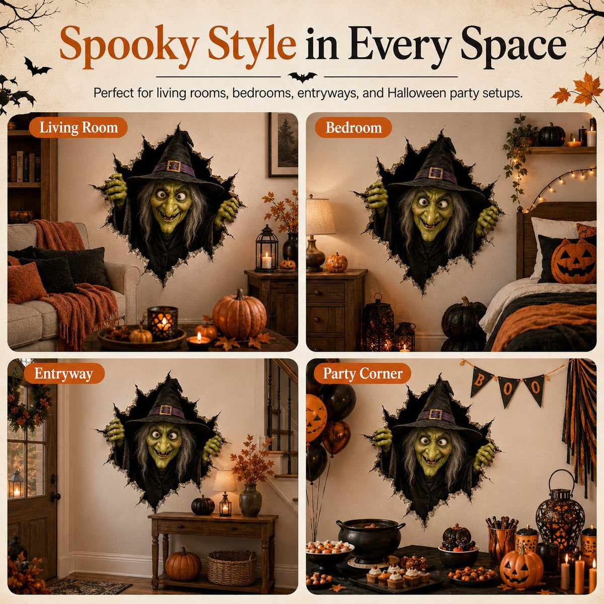🧙‍♀️ Holiday Celebration 50% OFF 🎃-👻Halloween Break-In 3D Wall Decals for Spooky, Realistic & Fun  🎃