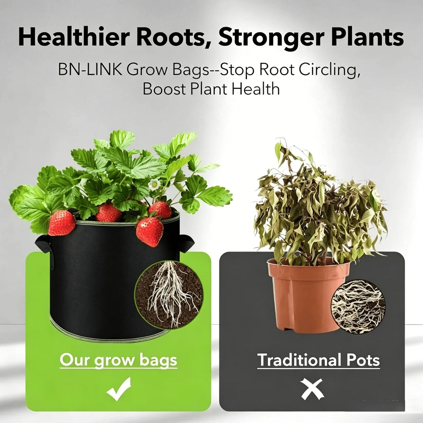 5-Pack Grow Bags – Heavy Duty Aeration Fabric Pots with Handles for Vegetables, Flowers & Fruits