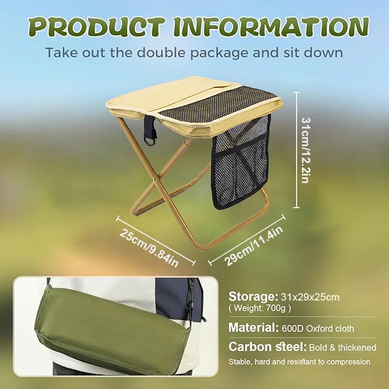Ultimate Portable Folding Stool – Lightweight, Heavy-Duty Outdoor Seat with Built-in Storage
