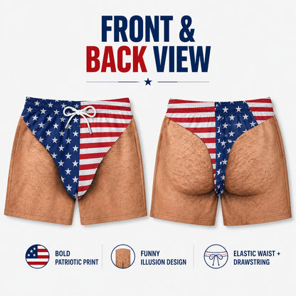 😎🇺🇸 Funny Patriotic Men’s Quick Dry Swim Trunks Freedom Beach Shorts Summer Comfort🏖️