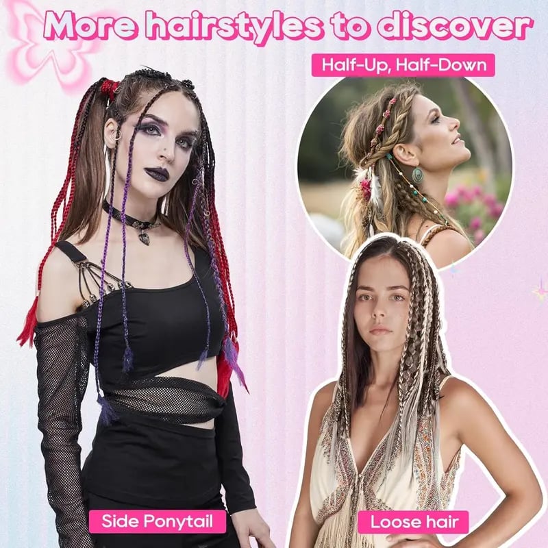 🌿🎨 Boho Beaded Clip-In Braids – Effortless Festival & Everyday Hair Transformation