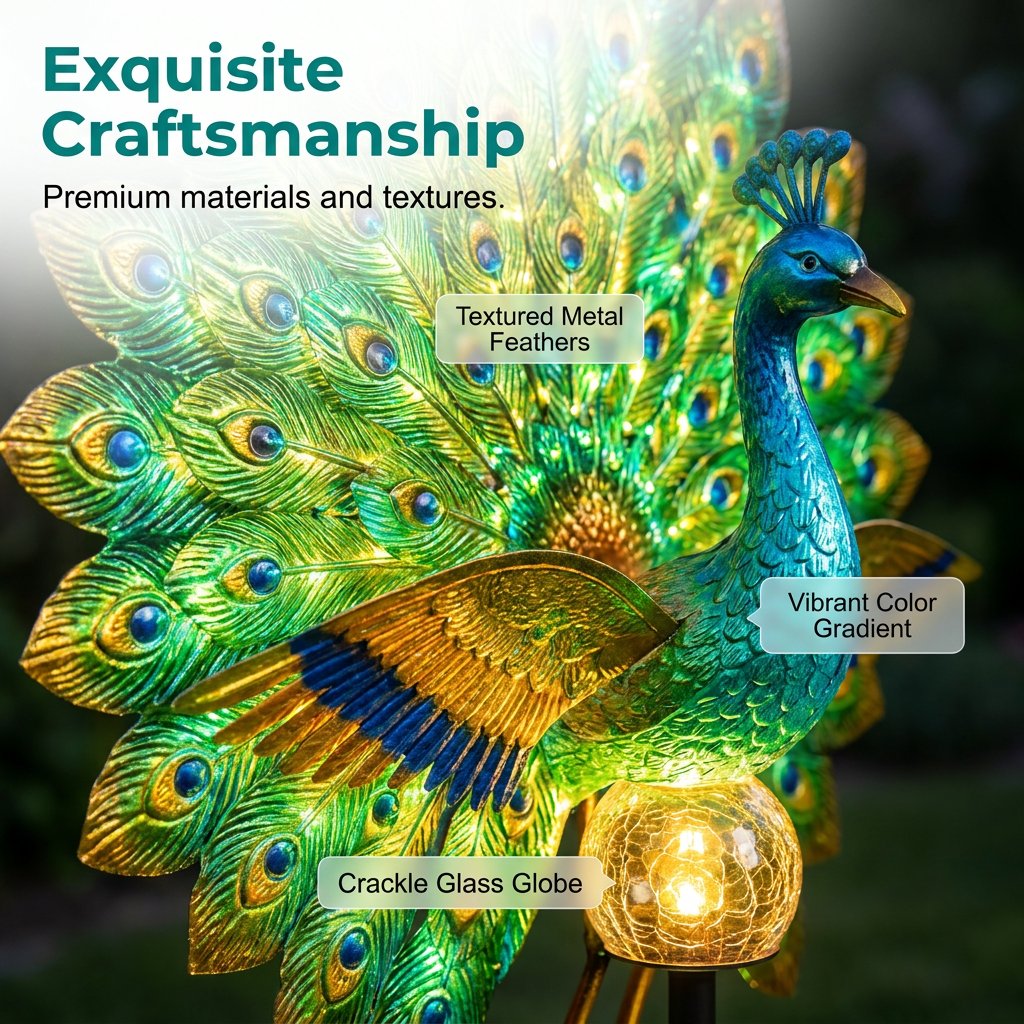 ⏰Last day Promotion 🔥-🦚 Animated Solar Peacock Garden Sculpture