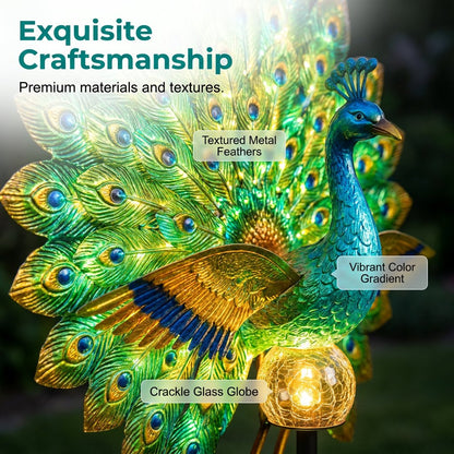 🦚✨ Animated Solar Peacock Garden Light for Magical Nights 🌙