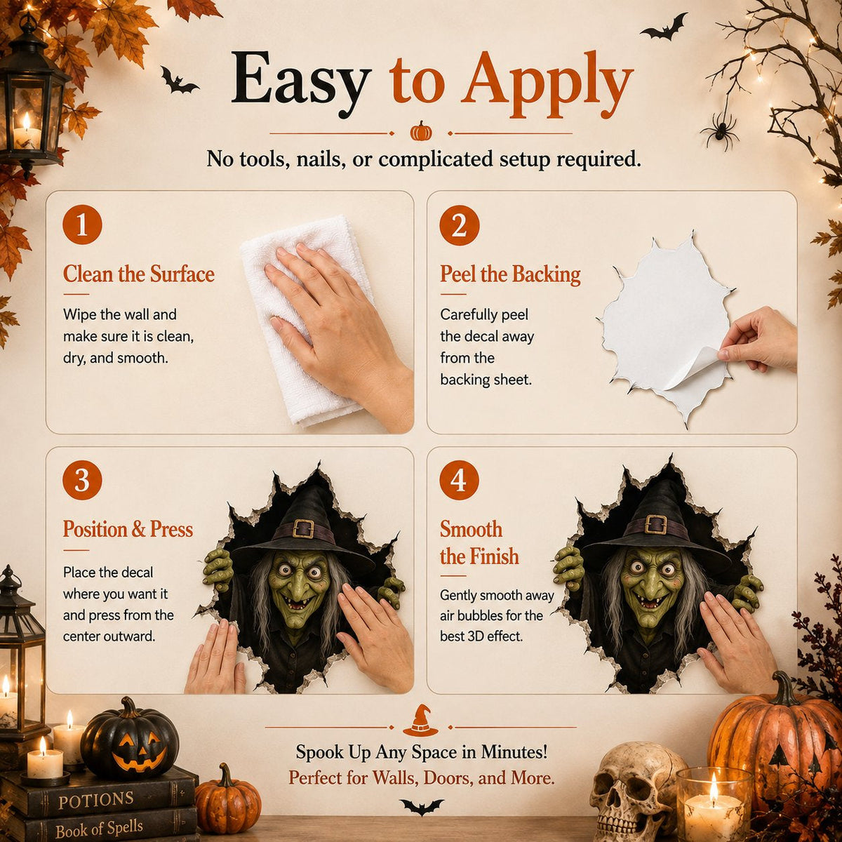 🧙‍♀️ Holiday Celebration 50% OFF 🎃-👻Halloween Break-In 3D Wall Decals for Spooky, Realistic & Fun  🎃
