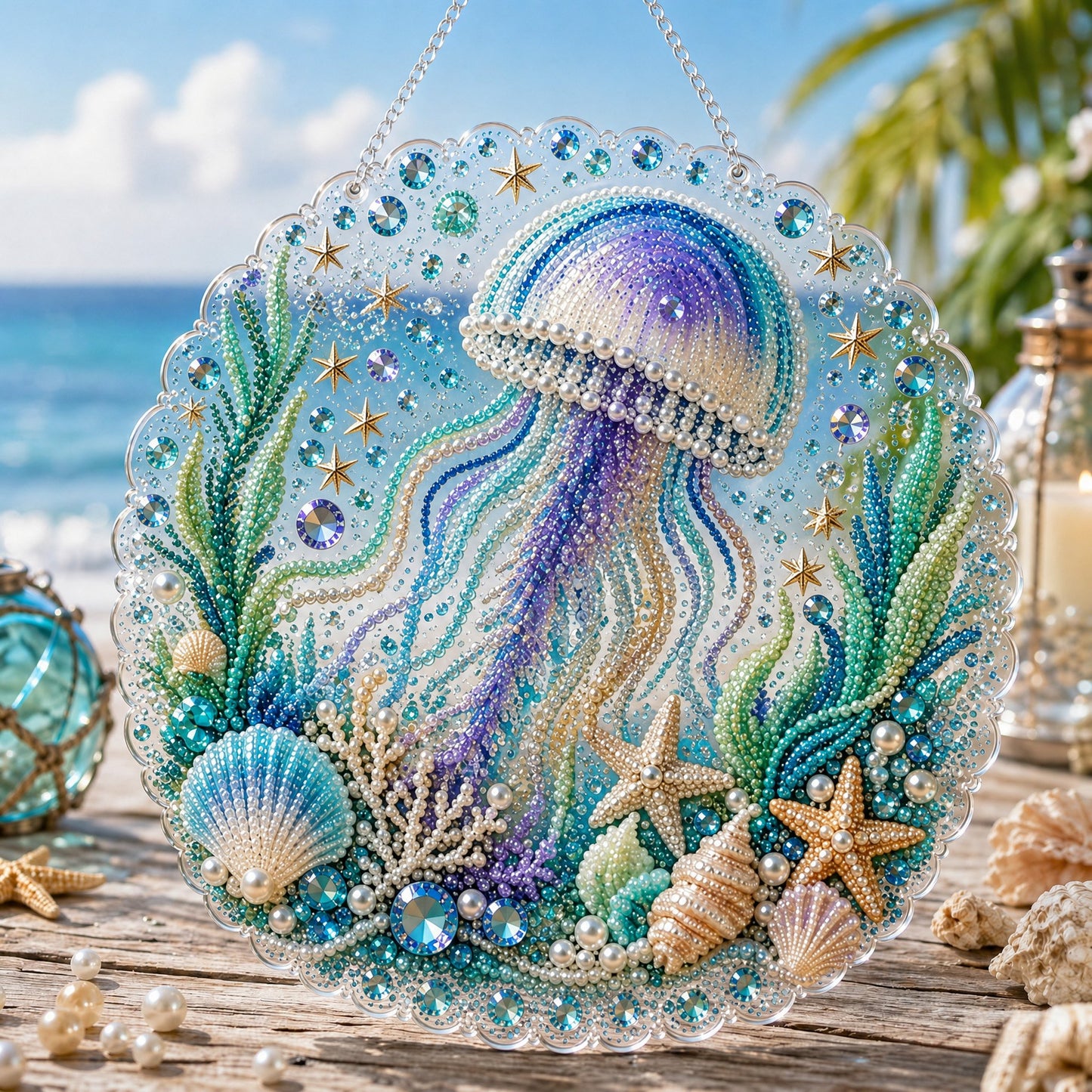 🌊✨Ocean Pearl Art DIY Hanging Ornament Kit Creative Coastal Craft Home Decor Gift✨