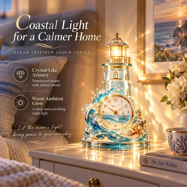 🌊 50% OFF – Coastal Glow Crystal Lighthouse & Ocean Decor ✨