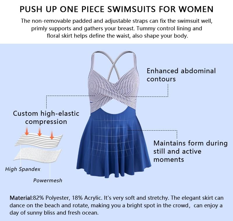 ⚡Hot Sales 49% OFF🔥Women Cutout One Piece Skirt Swimsuit V Neck Wrap Tie Back Swimdress Tummy Control Bathing Suits High Rise Swimwear High Waist Swimwsuit