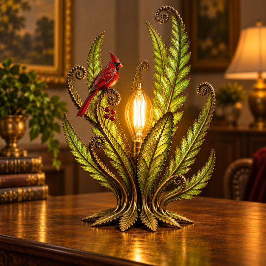 ❤️  Last Day 50% OFF✨-🐦Cardinal Garden Glow Lamp for Vintage Bird & Botanical Home Decor 🌿
