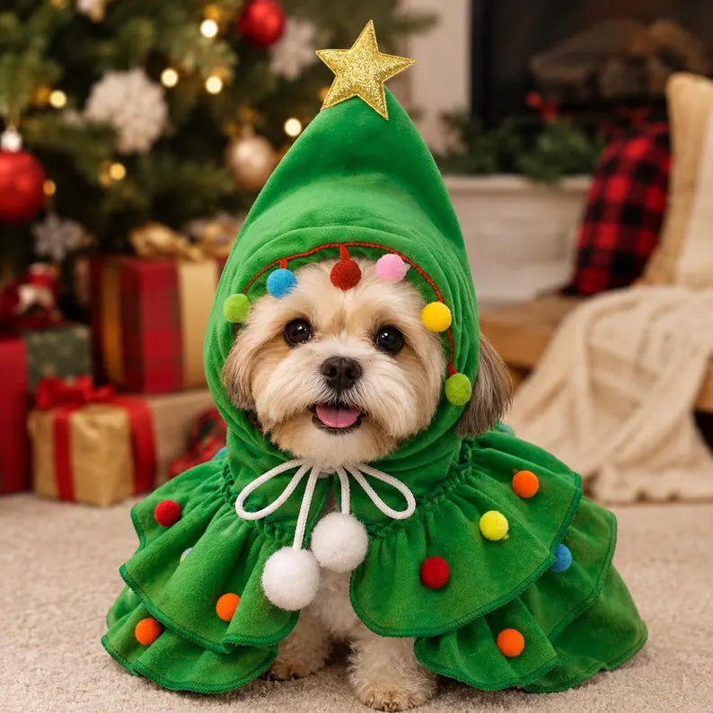 🎄 Personalized Pet Christmas Cape – Embroidered Name Dog Holiday Outfit 🐶✨