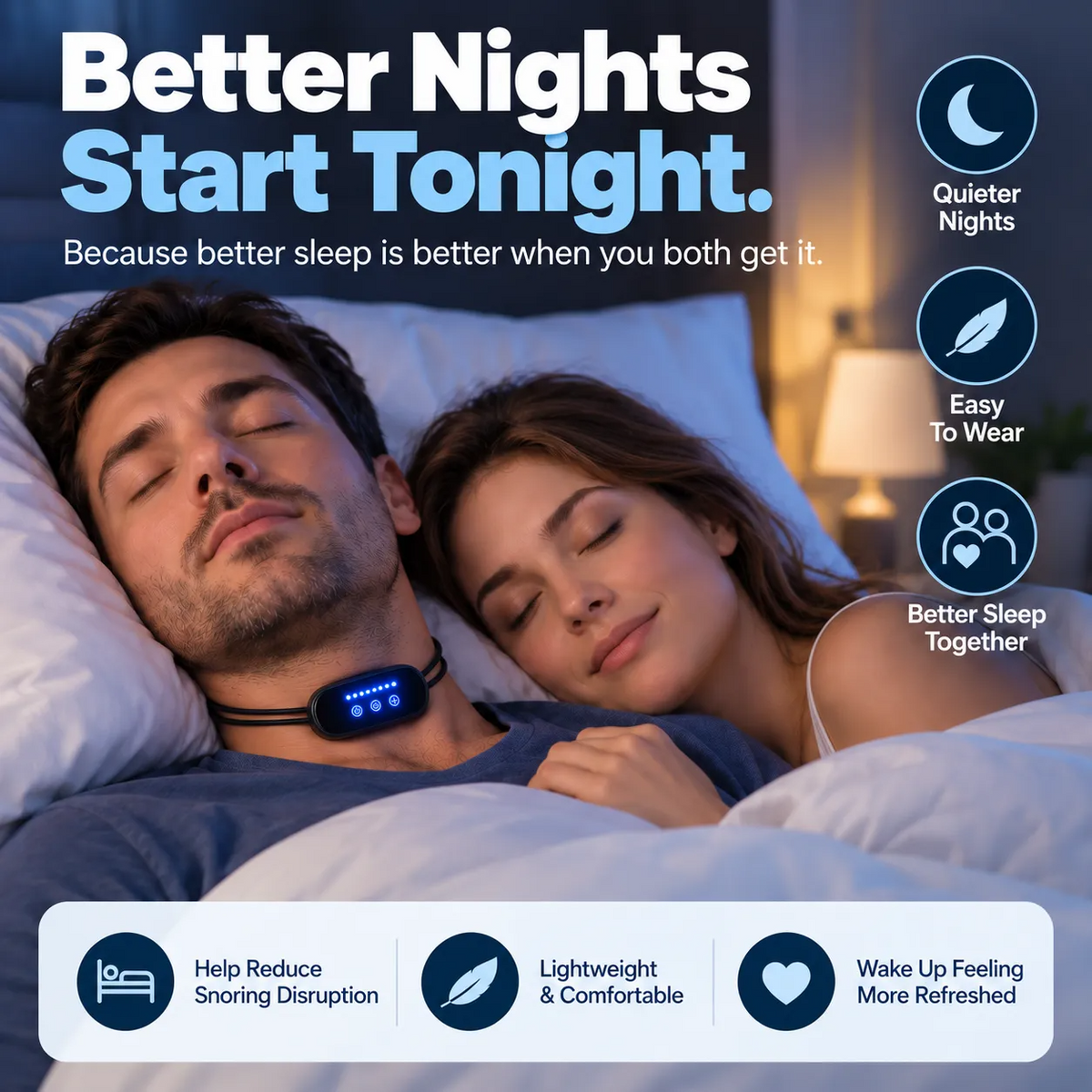 Wearable Anti-Snoring Neck Device – Better Sleep for Both of You