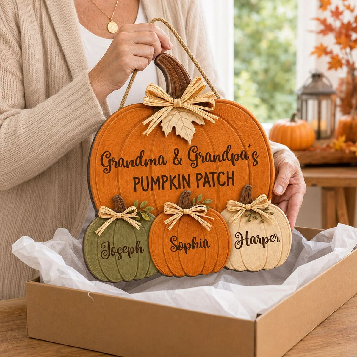 🍂 50% OFF – Grandma & Grandpa's Pumpkin Patch Fall Door Hanger