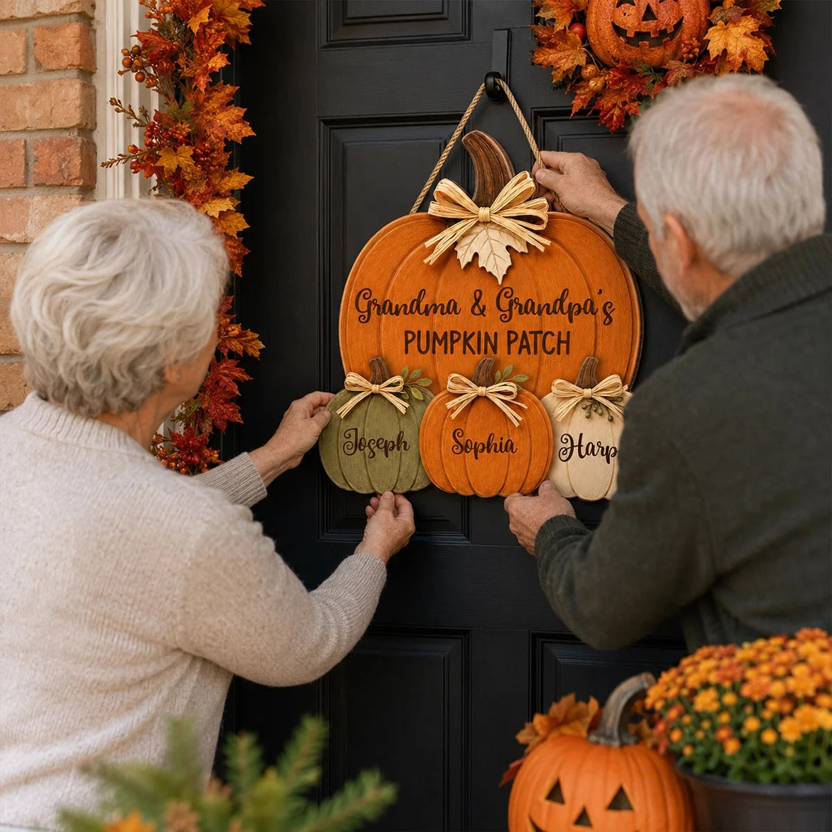 🍂 50% OFF – Grandma & Grandpa's Pumpkin Patch Fall Door Hanger