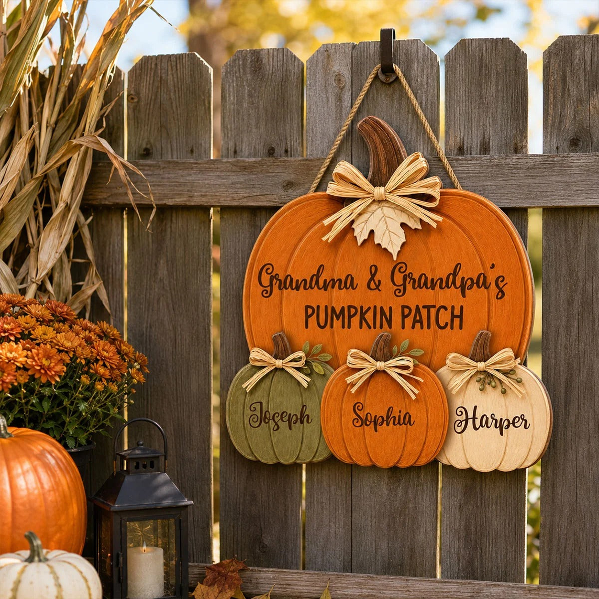 🍂 50% OFF – Grandma & Grandpa's Pumpkin Patch Fall Door Hanger