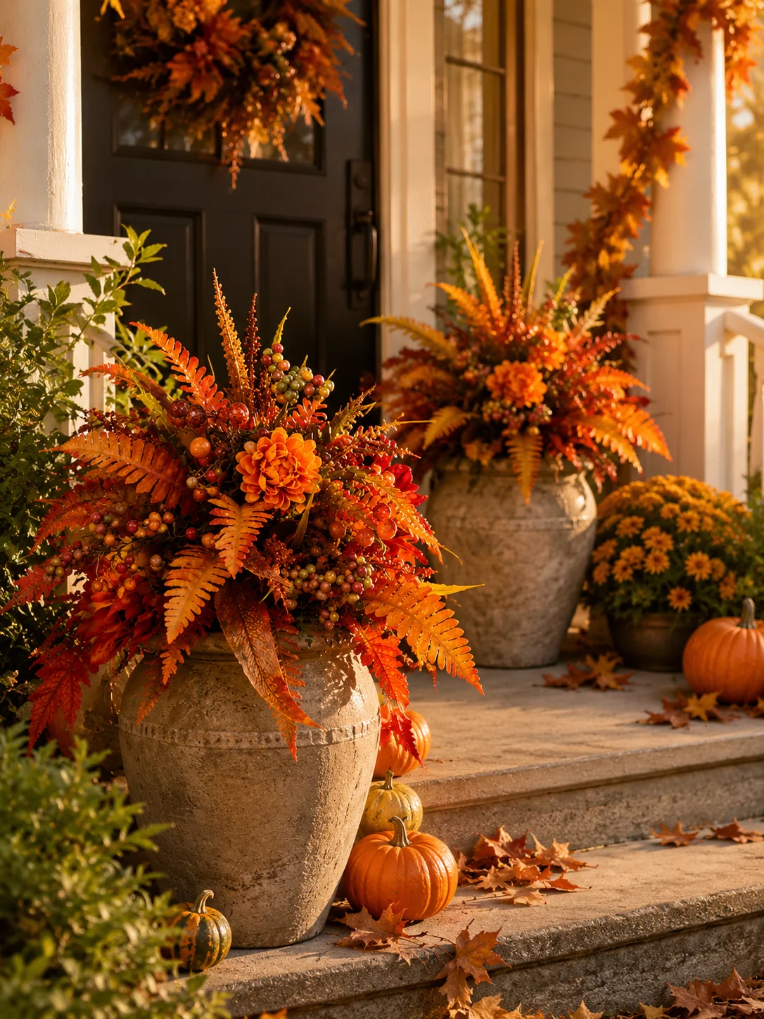 🍂 Artificial Fall Floral Arrangement – Autumn Porch & Planter Decor