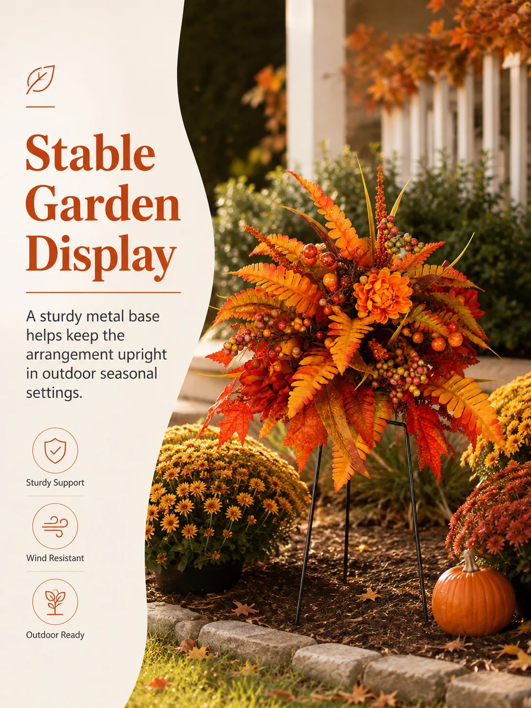 🍂 Artificial Fall Floral Arrangement – Autumn Porch & Planter Decor