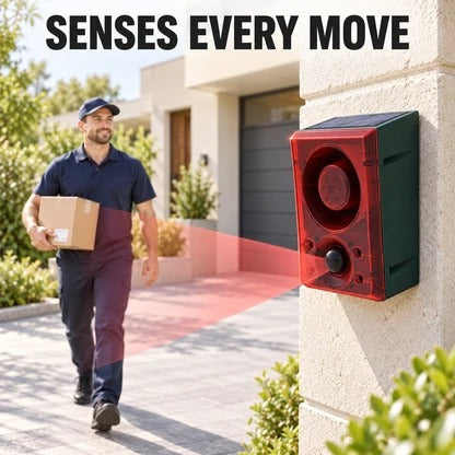 🔥 50% OFF – Solar Motion Sensor Alarm Light – Outdoor Security Siren & Flashing Warning Device