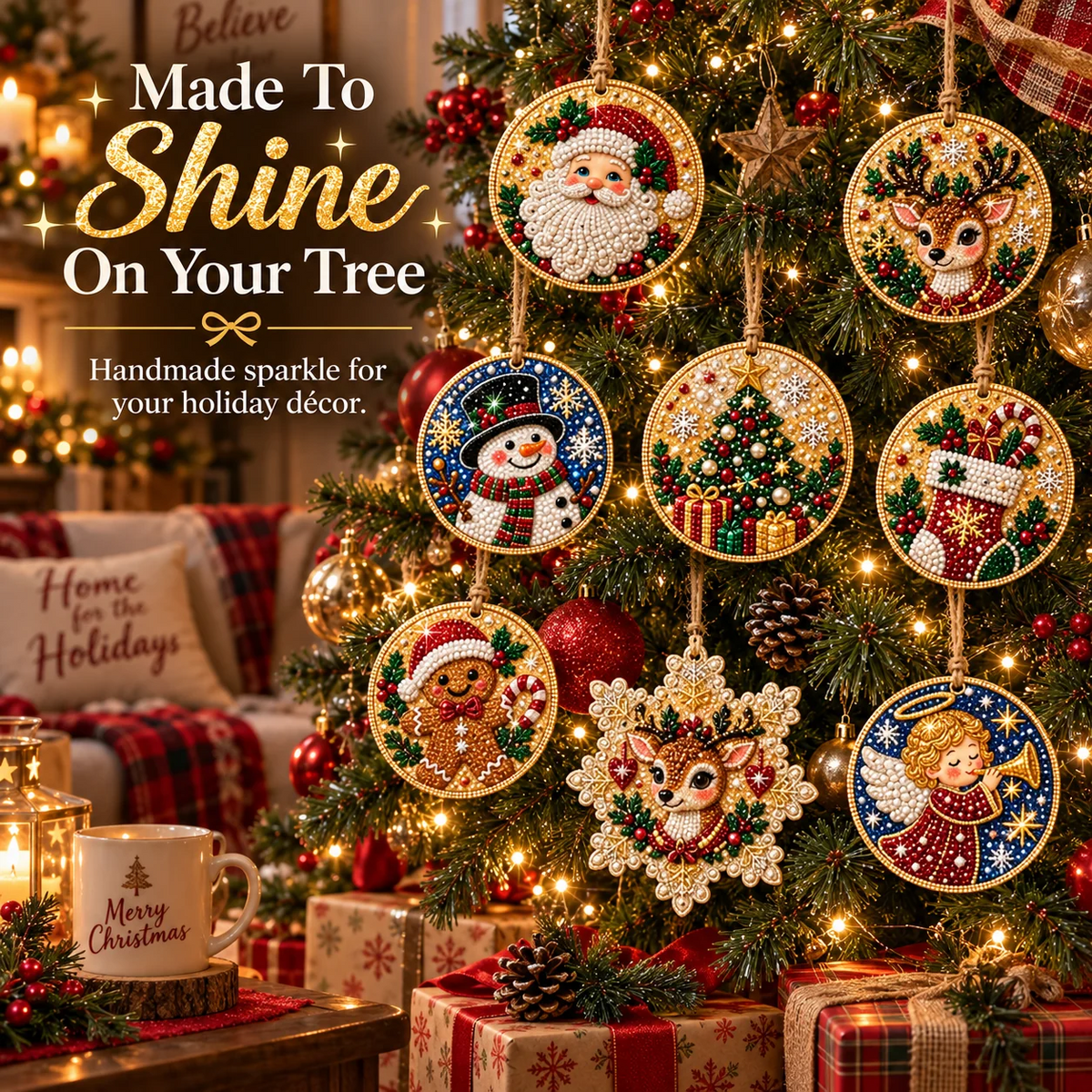 🎄 50% OFF – Christmas DIY Diamond Painting Ornaments Kit – 6PCS