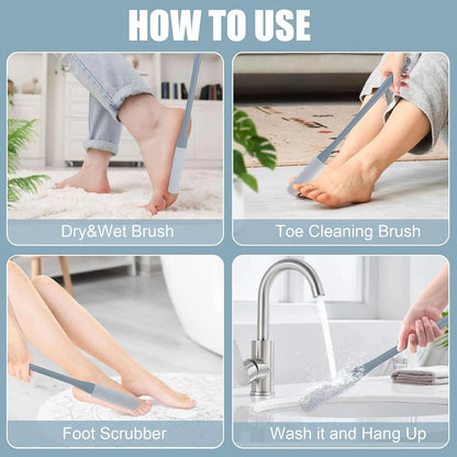 🦶 Long-Handle Toe Gap Foot Brush – 40cm Soft Exfoliating Foot Scrubber