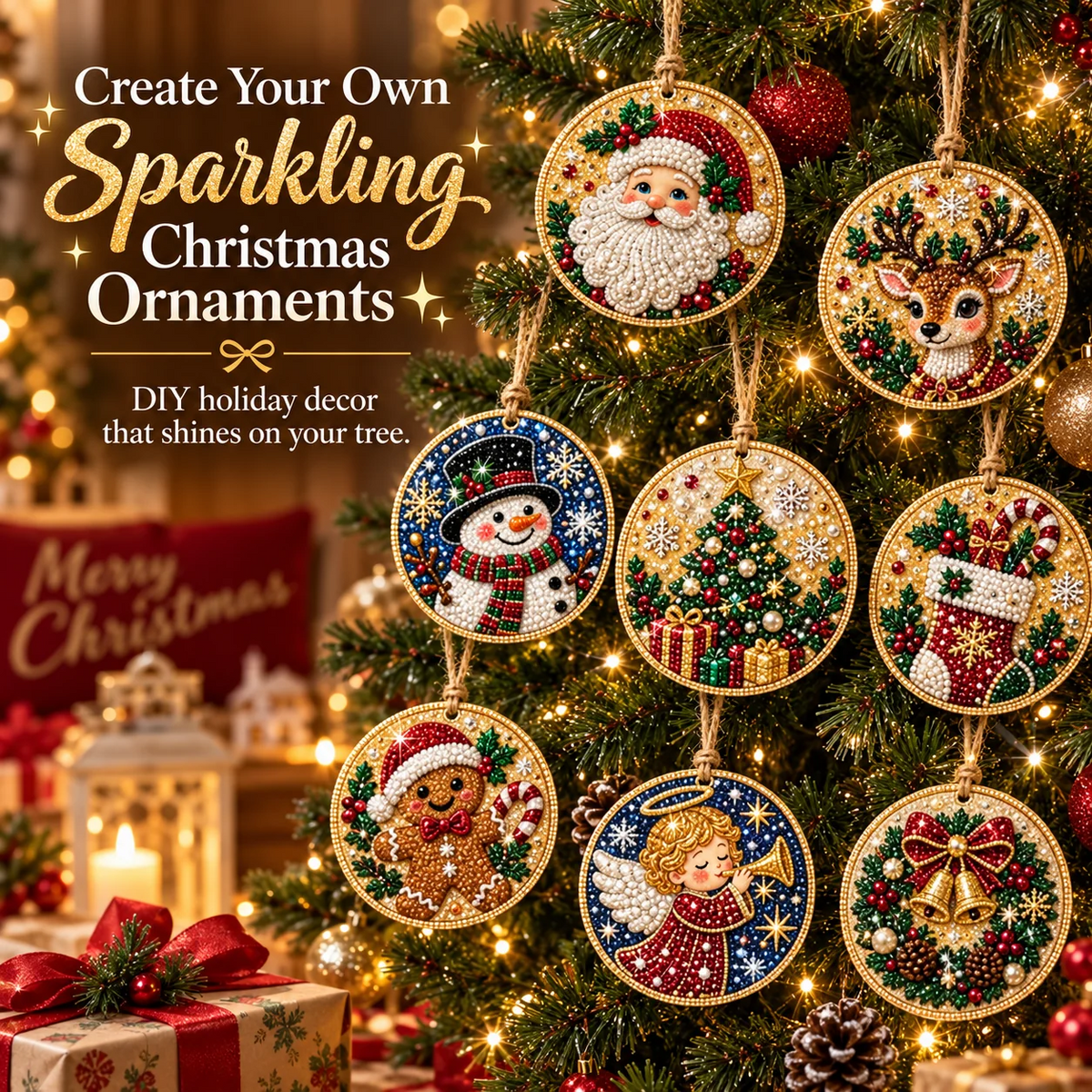 🎄 50% OFF – Christmas DIY Diamond Painting Ornaments Kit – 6PCS