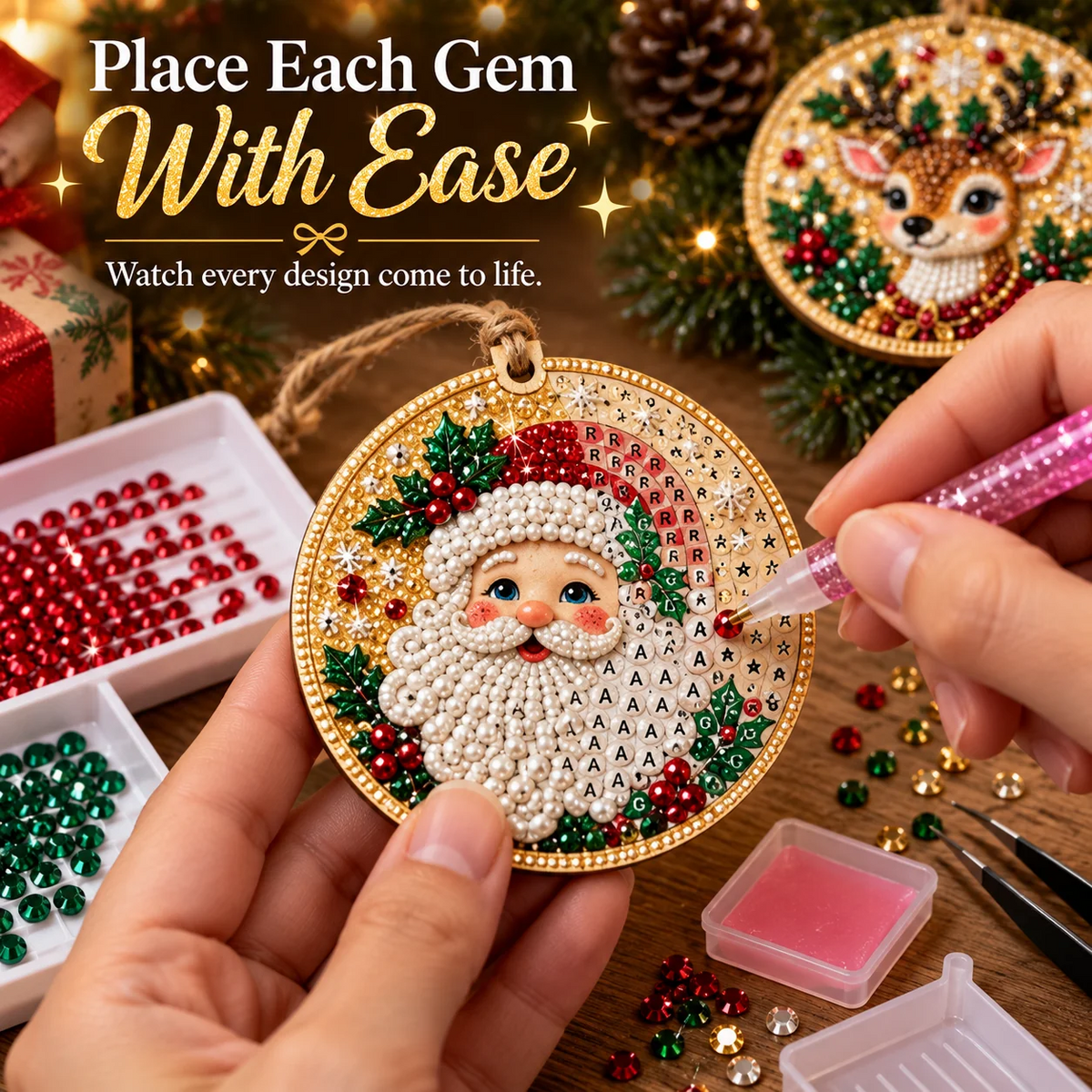 🎄 50% OFF – Christmas DIY Diamond Painting Ornaments Kit – 6PCS