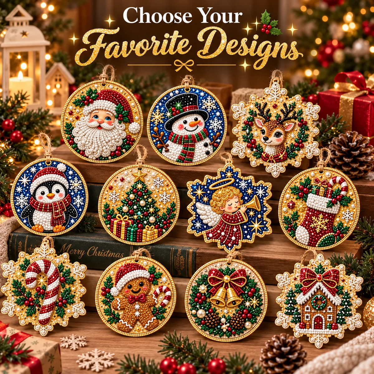 🎄 50% OFF – Christmas DIY Diamond Painting Ornaments Kit – 6PCS