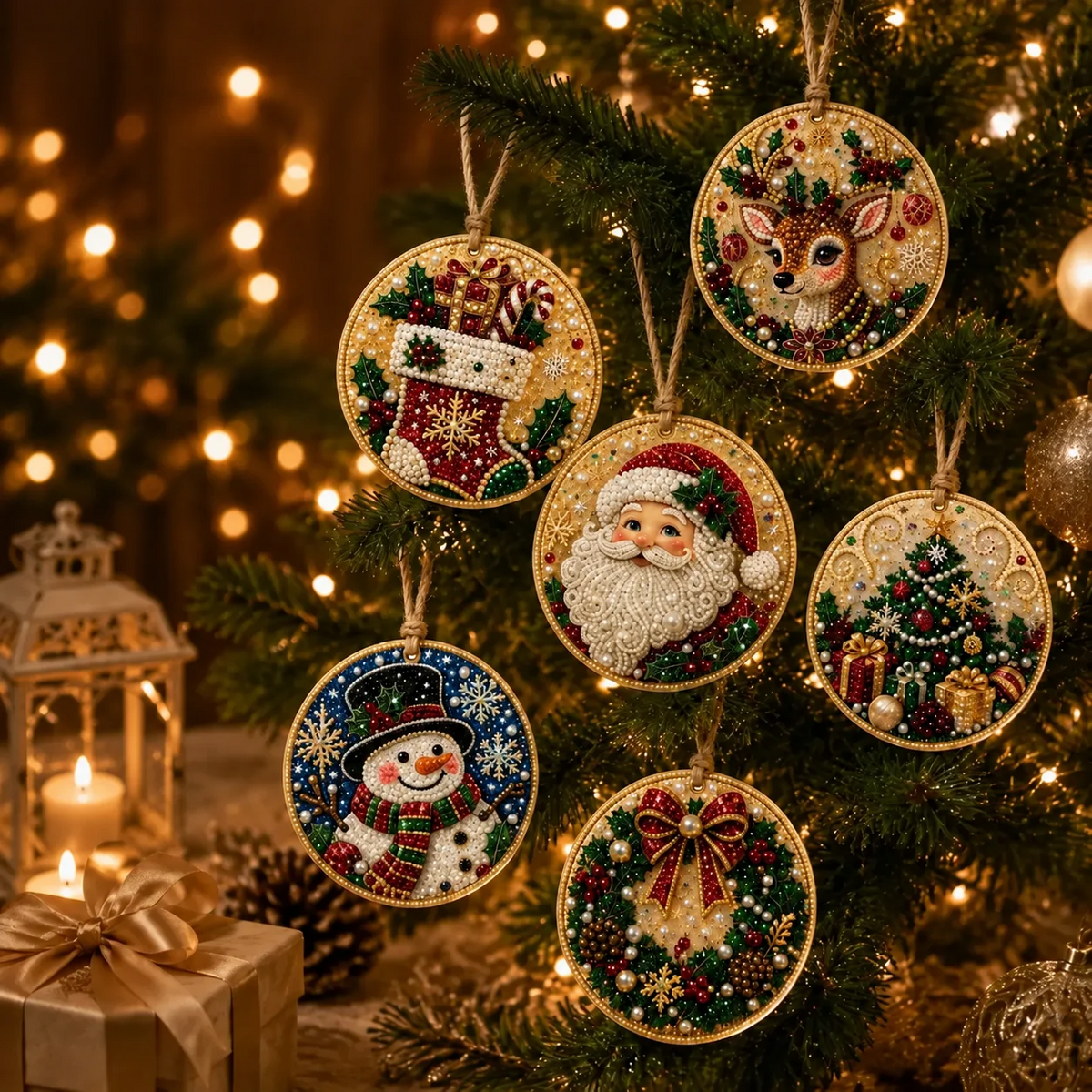 🎄 50% OFF – Christmas DIY Diamond Painting Ornaments Kit – 6PCS