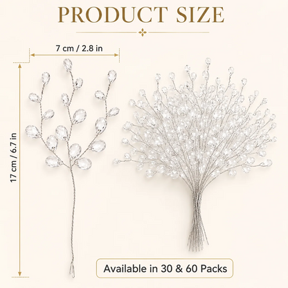 ✨ 50PCS Crystal Drop Christmas Tree Branches – Sparkling Acrylic Bead Decorations 🎄