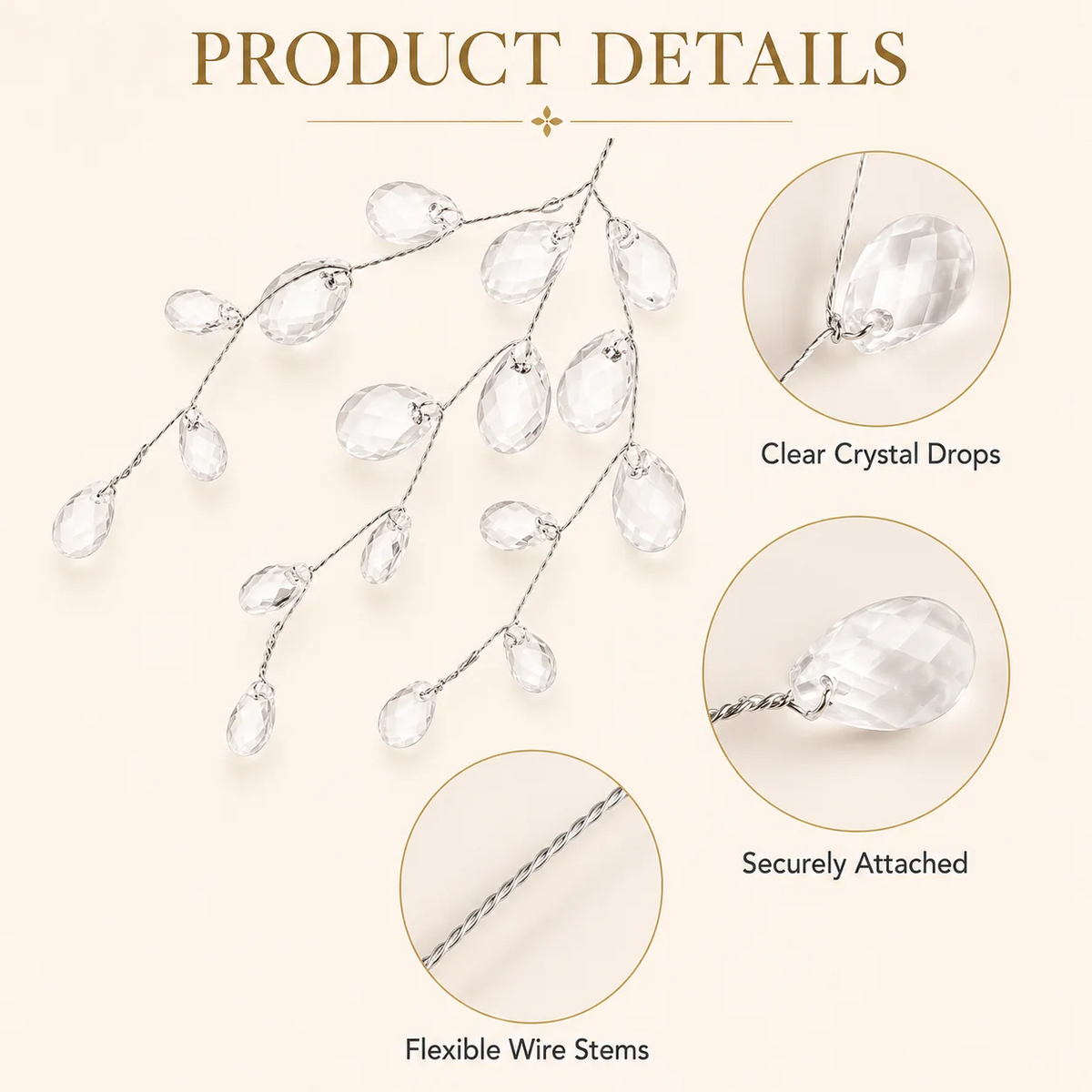 ✨ 50PCS Crystal Drop Christmas Tree Branches – Sparkling Acrylic Bead Decorations 🎄