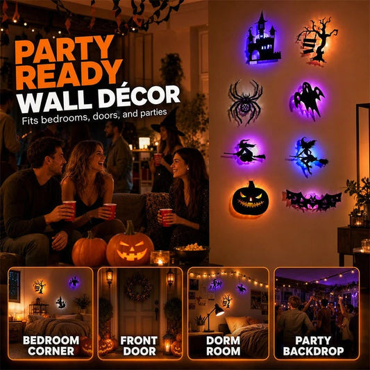 🎃 Halloween Glow-in-the-Dark Wall Stickers – Peel & Stick LED Spooky Décor 👻✨