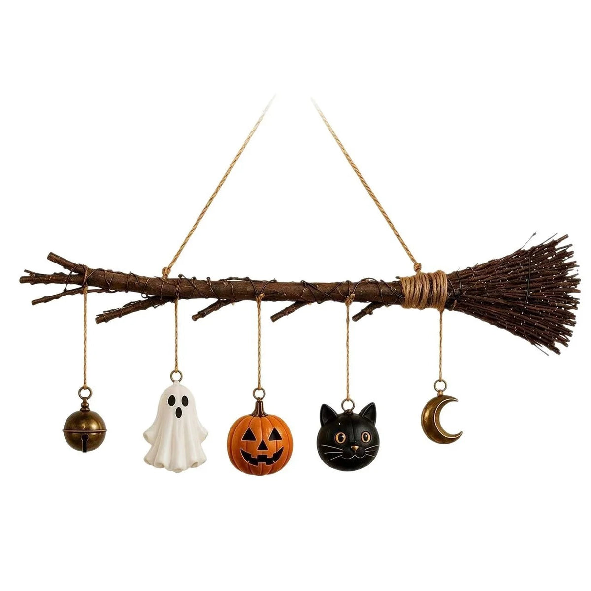 🧹 Luminous Witch Broom – Light-Up Halloween Hanging Decoration