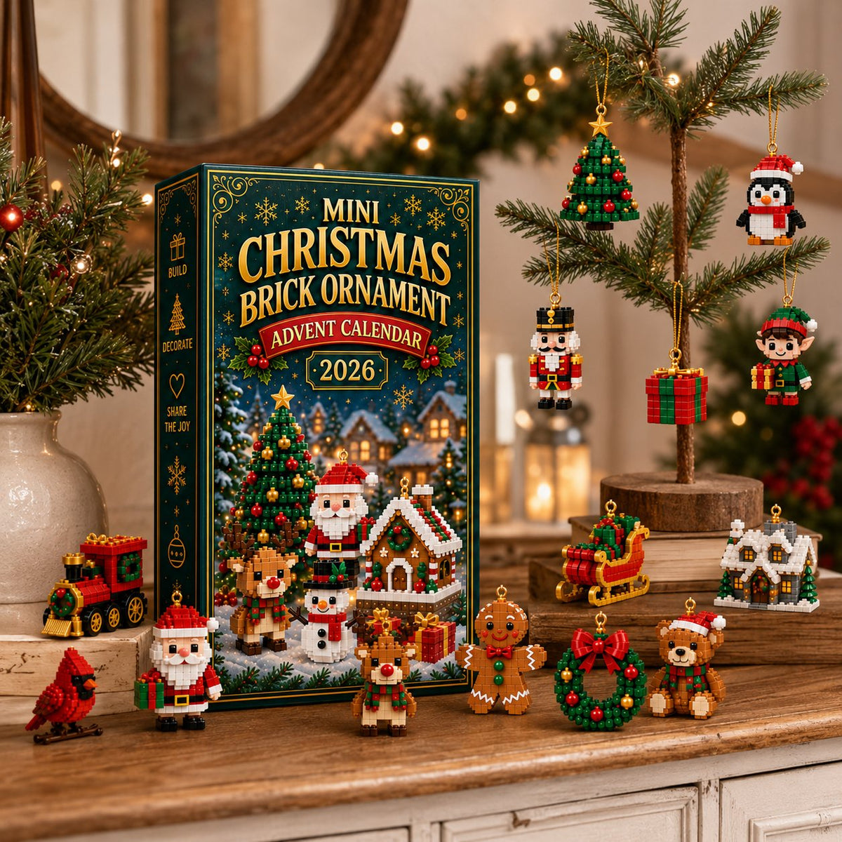 🎄 LAST DAY – 49% OFF! 🎁 24-Day Mini Christmas Ornament Advent Calendar – DIY Buildable Holiday Decorations 🧱✨