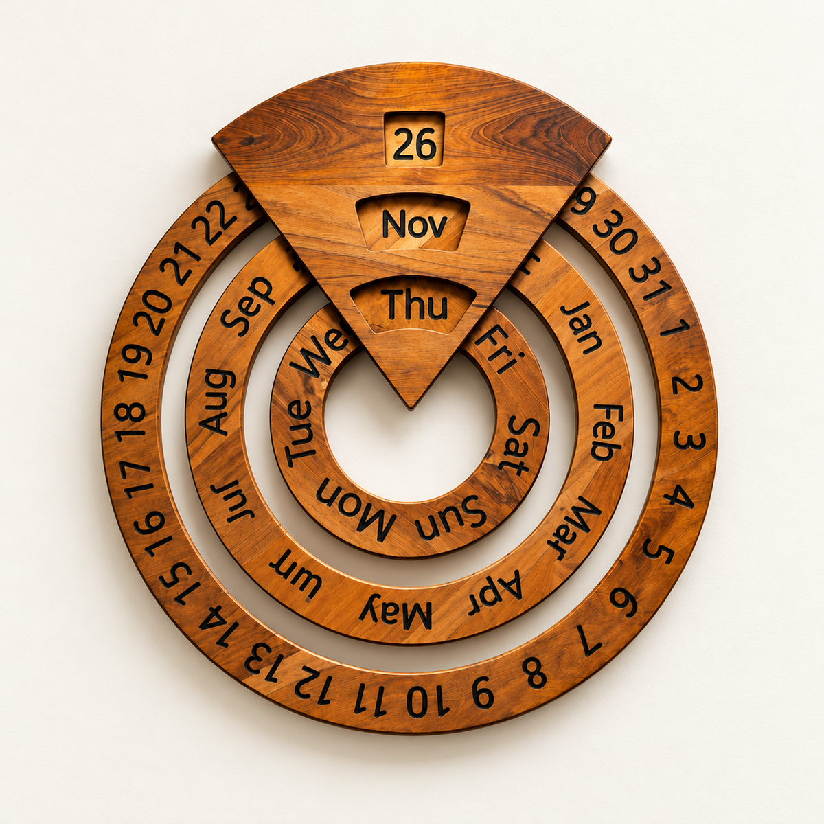 🪵 Wooden Perpetual Calendar, Classic Desk Decor 🪵