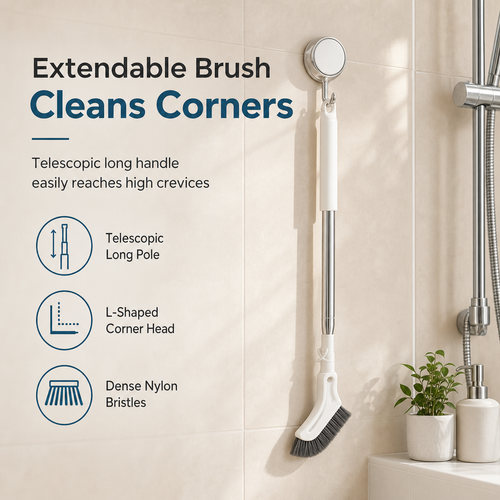 Extendable Long Handle Floor Scrub Brush, Multifunctional Cleaning Brush