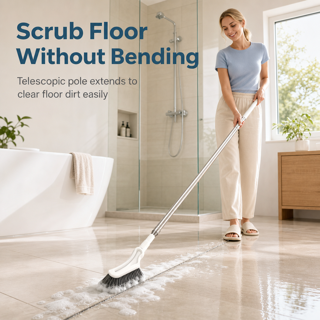 Extendable Long Handle Floor Scrub Brush, Multifunctional Cleaning Brush