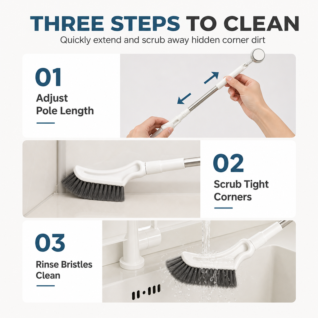 Extendable Long Handle Floor Scrub Brush, Multifunctional Cleaning Brush