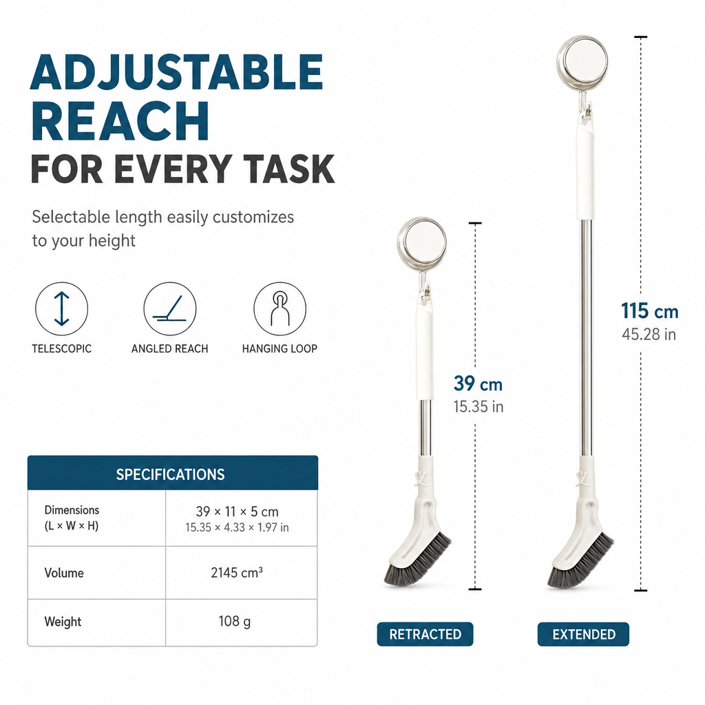Extendable Long Handle Floor Scrub Brush, Multifunctional Cleaning Brush